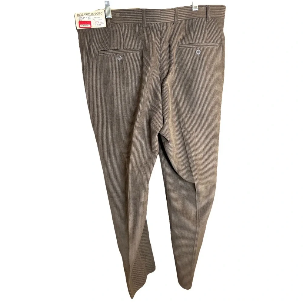 MEZZANOTTE UOMO Men's Dark Brown Flat Front Corduroy Pants Size 38x36‎ Unhemmed
